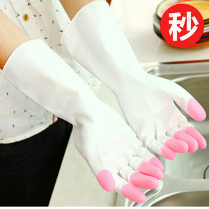 厨房洗碗家务洗衣清洁手套绒里加厚加长保暖加棉橡胶手套乳胶手套