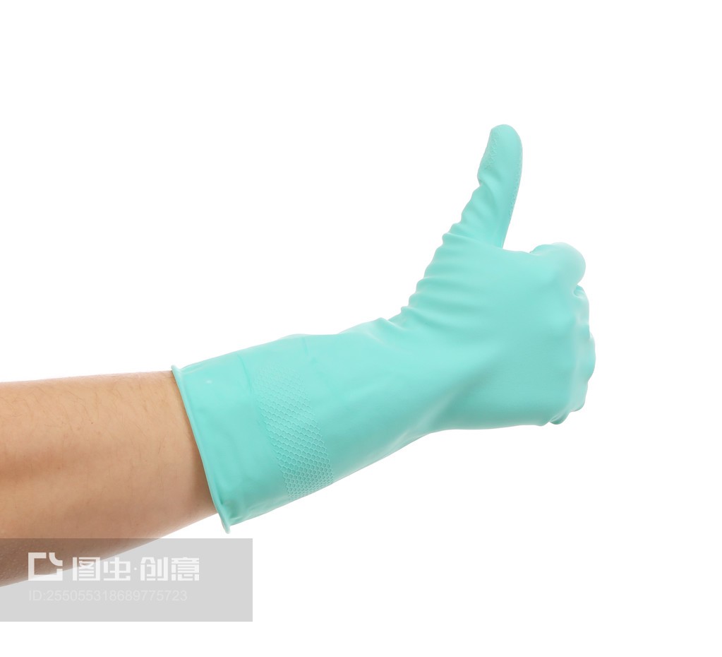 手上有乳胶手套。Latex glove on hand.